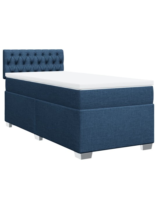 Box spring postel s matrací modrá 90x200 cm textil