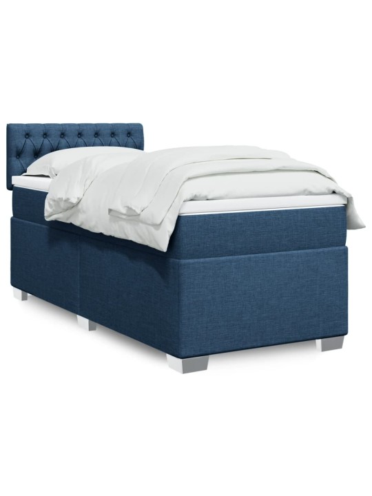 Box spring postel s matrací modrá 90x200 cm textil