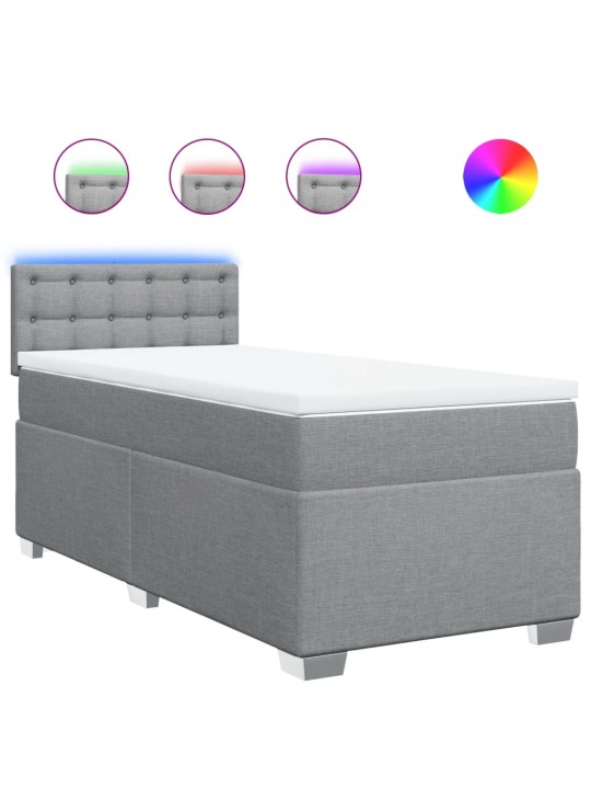 Box spring postel s matrací světle šedá 90x200 cm textil