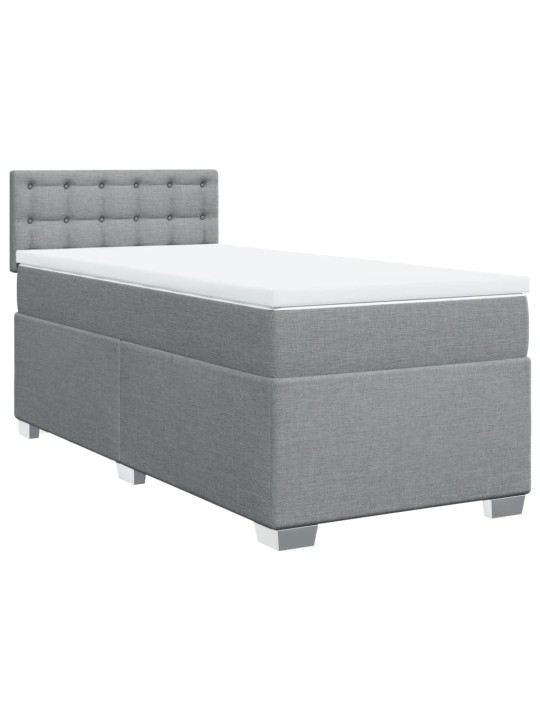 Box spring postel s matrací světle šedá 90x200 cm textil