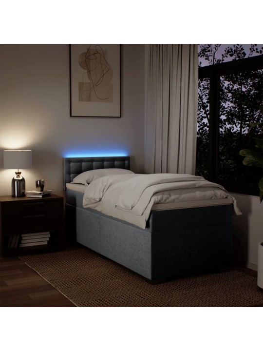 Box spring postel s matrací světle šedá 90x200 cm textil