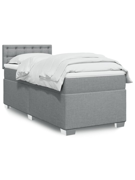 Box spring postel s matrací světle šedá 90x200 cm textil