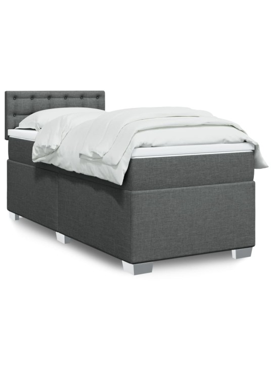 Box spring postel s matrací tmavě šedá 90x200 cm textil
