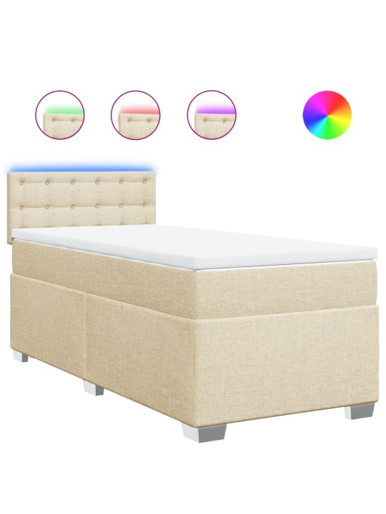Box spring postel s matrací krémová 90x200 cm textil