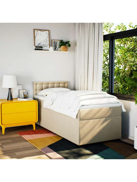 Box spring postel s matrací krémová 90x200 cm textil