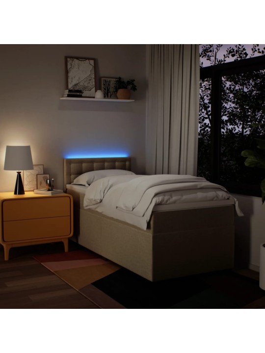 Box spring postel s matrací krémová 90x200 cm textil