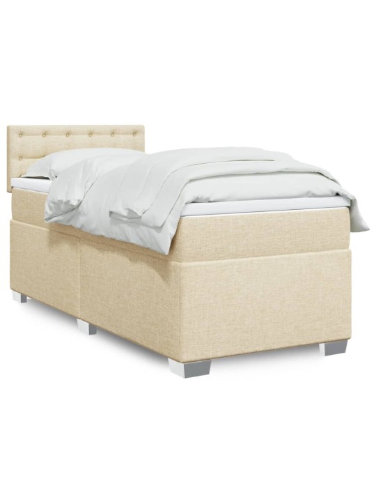 Box spring postel s matrací krémová 90x200 cm textil