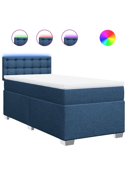 Box spring postel s matrací modrá 90x200 cm textil