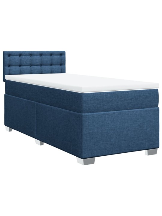Box spring postel s matrací modrá 90x200 cm textil
