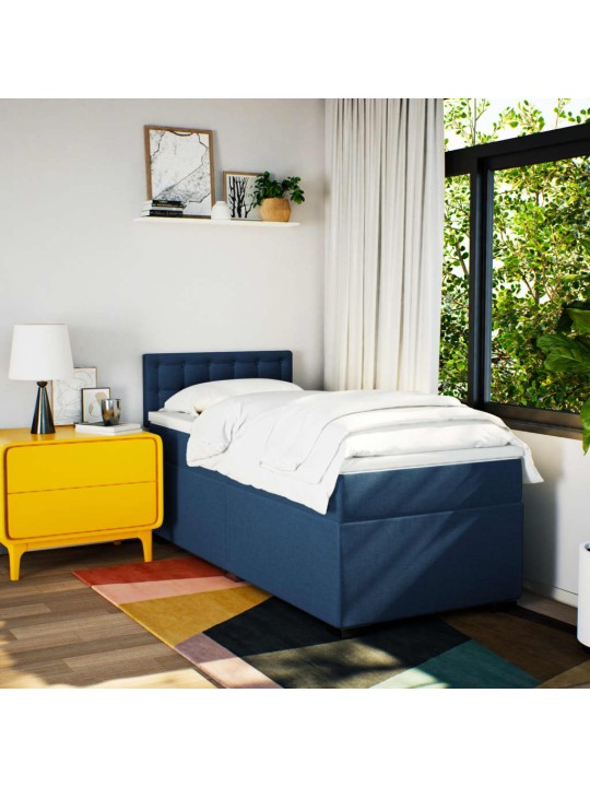 Box spring postel s matrací modrá 90x200 cm textil