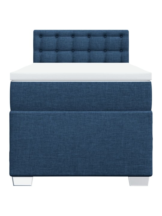 Box spring postel s matrací modrá 90x200 cm textil