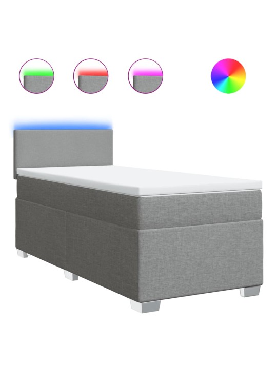 Box spring postel s matrací světle šedý 100 x 200 cm textil