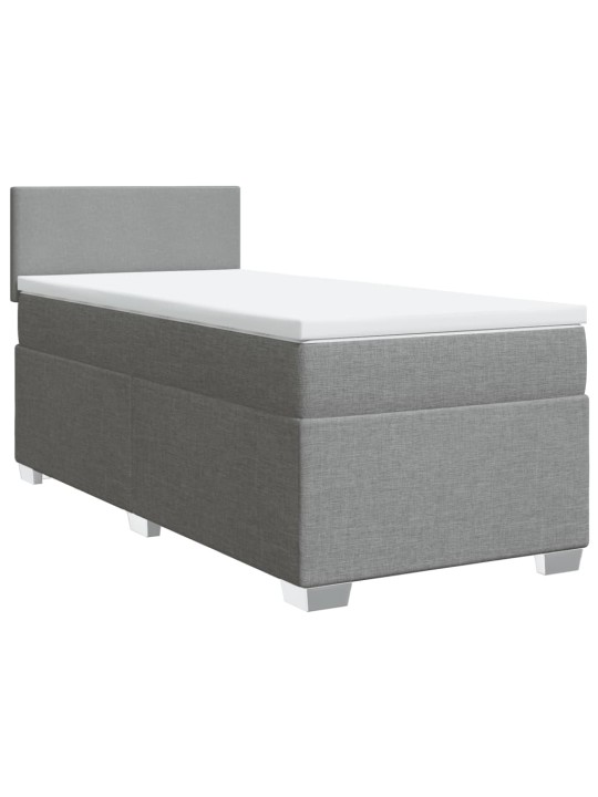 Box spring postel s matrací světle šedý 100 x 200 cm textil