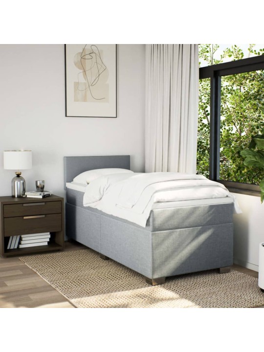 Box spring postel s matrací světle šedý 100 x 200 cm textil