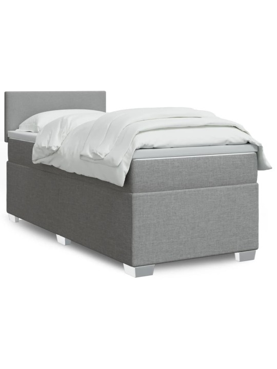 Box spring postel s matrací světle šedý 100 x 200 cm textil
