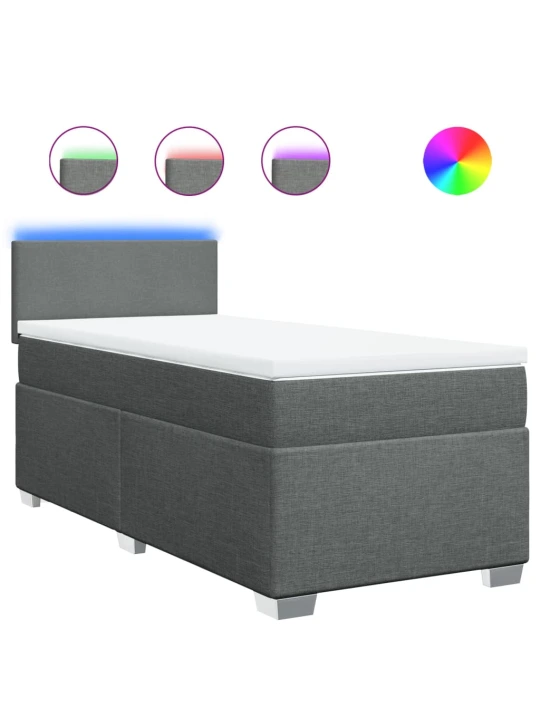 Box spring postel s matrací tmavě šedá 100 x 200 cm textil