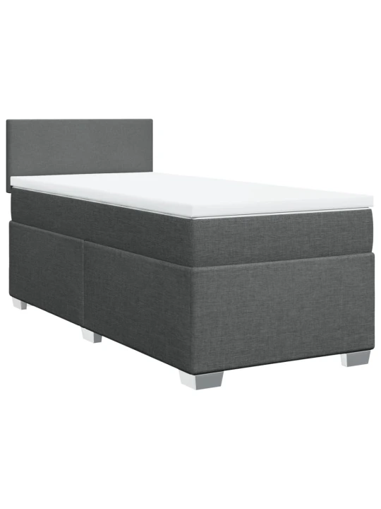Box spring postel s matrací tmavě šedá 100 x 200 cm textil