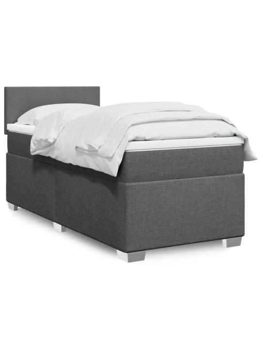 Box spring postel s matrací tmavě šedá 100 x 200 cm textil