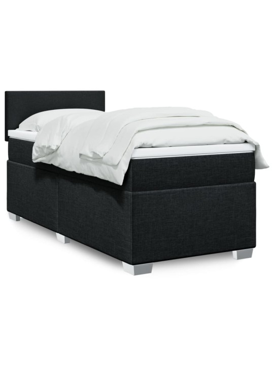 Box spring postel s matrací černá 100 x 200 cm textil
