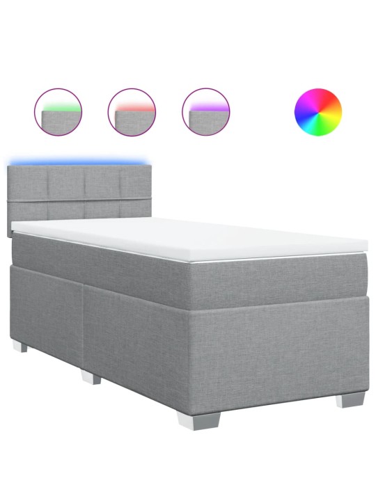 Box spring postel s matrací světle šedý 100 x 200 cm textil
