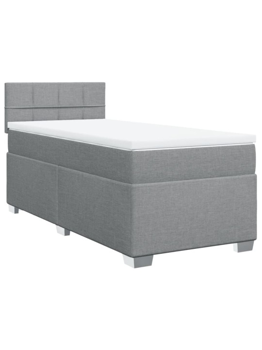 Box spring postel s matrací světle šedý 100 x 200 cm textil