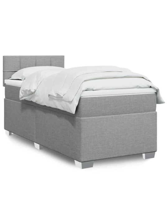 Box spring postel s matrací světle šedý 100 x 200 cm textil