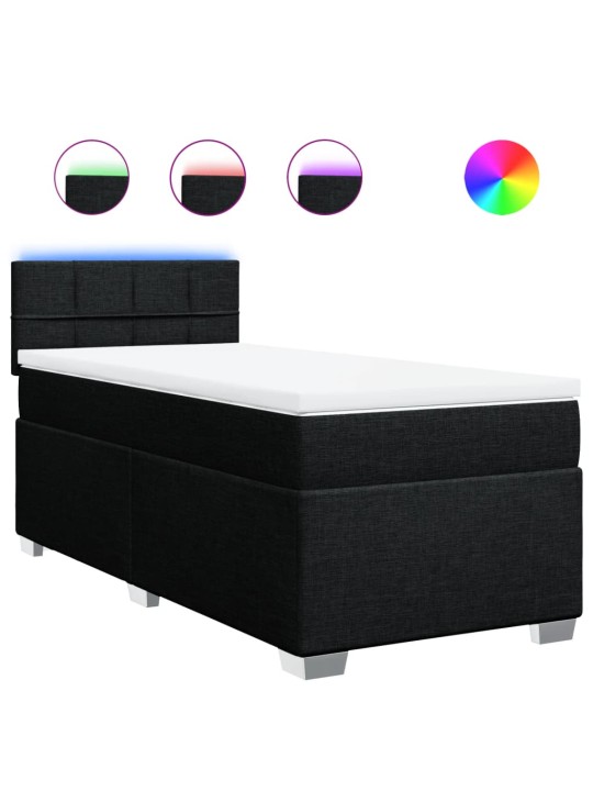 Box spring postel s matrací černá 100 x 200 cm textil