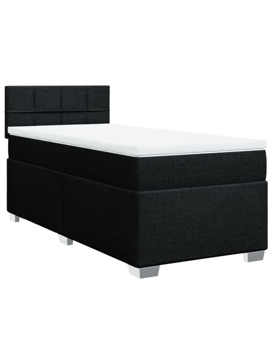 Box spring postel s matrací černá 100 x 200 cm textil