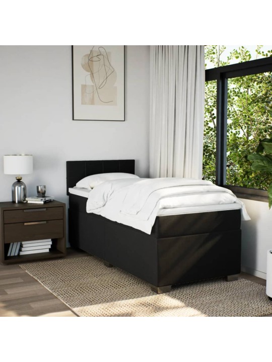 Box spring postel s matrací černá 100 x 200 cm textil