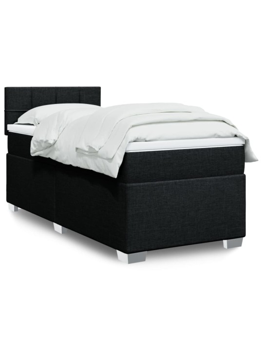Box spring postel s matrací černá 100 x 200 cm textil