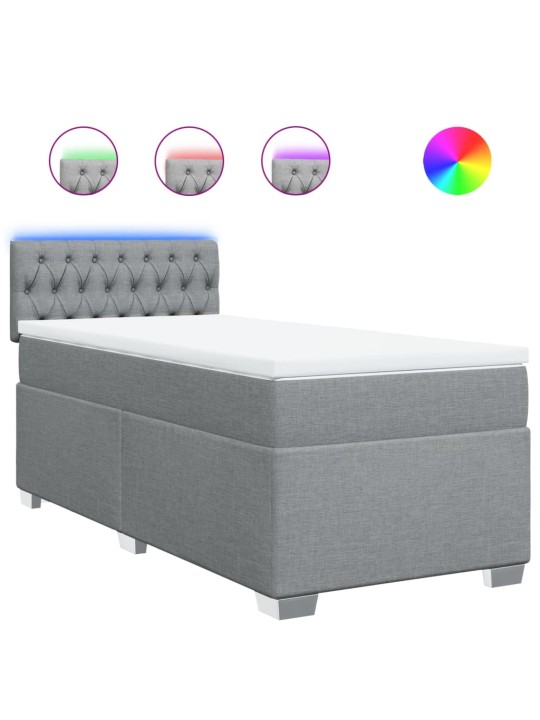 Box spring postel s matrací světle šedý 100 x 200 cm textil