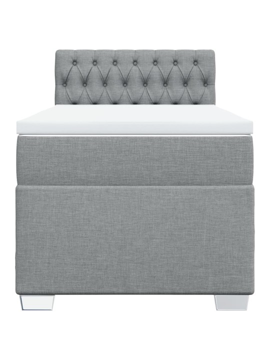 Box spring postel s matrací světle šedý 100 x 200 cm textil