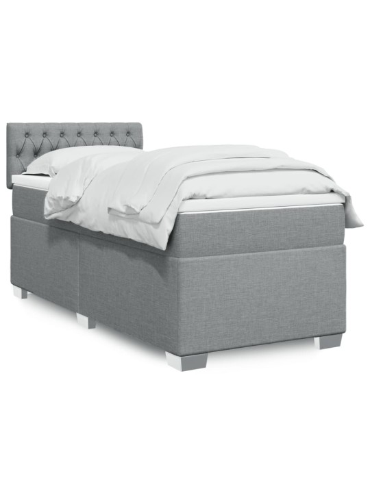 Box spring postel s matrací světle šedý 100 x 200 cm textil