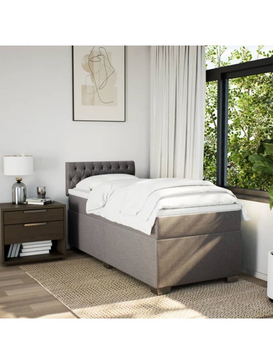 Box spring postel s matrací taupe 100 x 200 cm textil