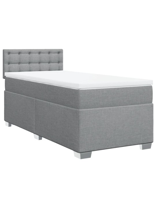 Box spring postel s matrací světle šedý 100 x 200 cm textil