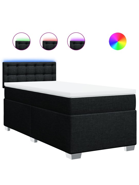 Box spring postel s matrací černá 100 x 200 cm textil