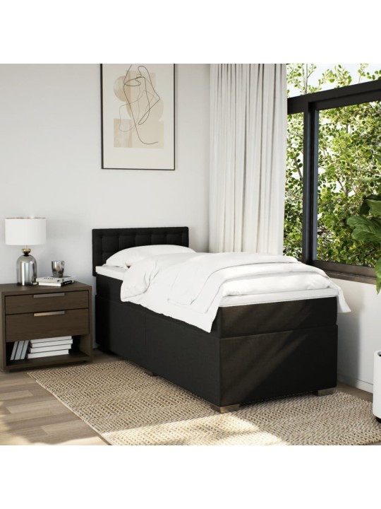 Box spring postel s matrací černá 100 x 200 cm textil