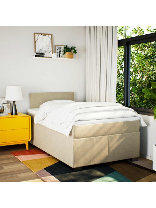 Box spring postel s matrací krémová 120x190 cm textil