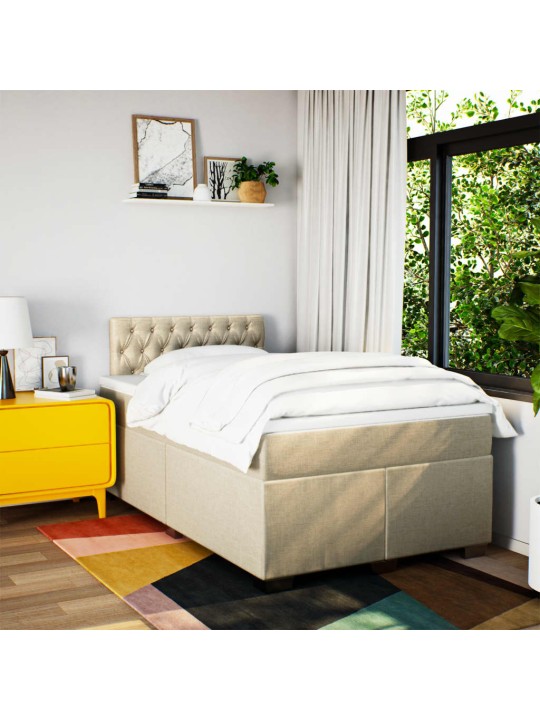 Box spring postel s matrací krémová 120x190 cm textil
