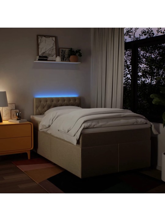 Box spring postel s matrací krémová 120x190 cm textil