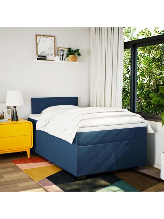 Box spring postel s matrací modrá 120x200 cm textil