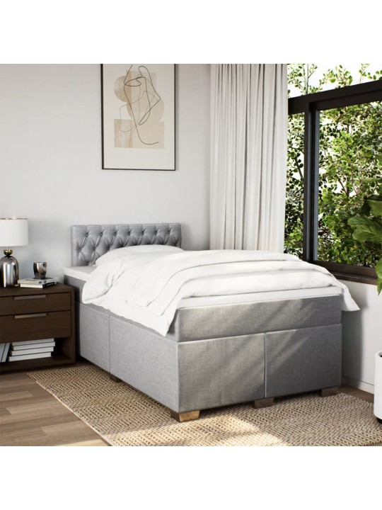 Box spring postel s matrací světle šedá 120 x 200 cm textil