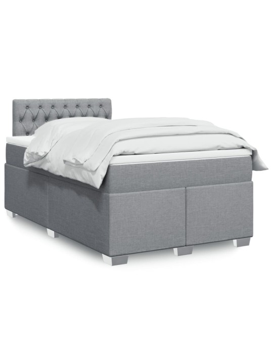 Box spring postel s matrací světle šedá 120 x 200 cm textil