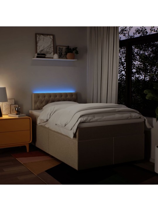 Box spring postel s matrací krémová 120x200 cm textil