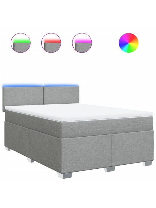 Box spring postel s matrací světle šedá 140 x 190 cm textil