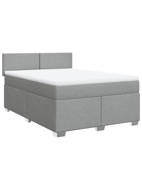 Box spring postel s matrací světle šedá 140 x 190 cm textil