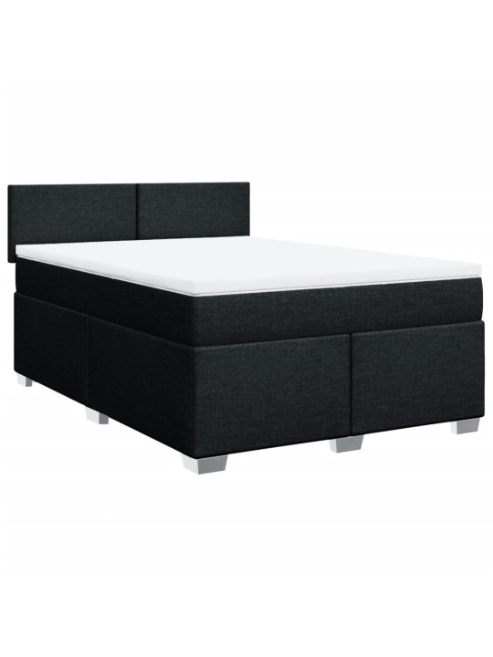 Box spring postel s matrací černá 140 x 190 cm textil