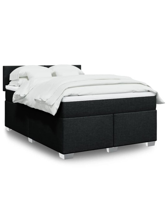 Box spring postel s matrací černá 140 x 190 cm textil