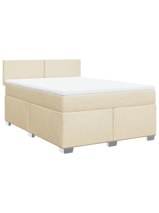 Box spring postel s matrací krémová 140x190 cm textil