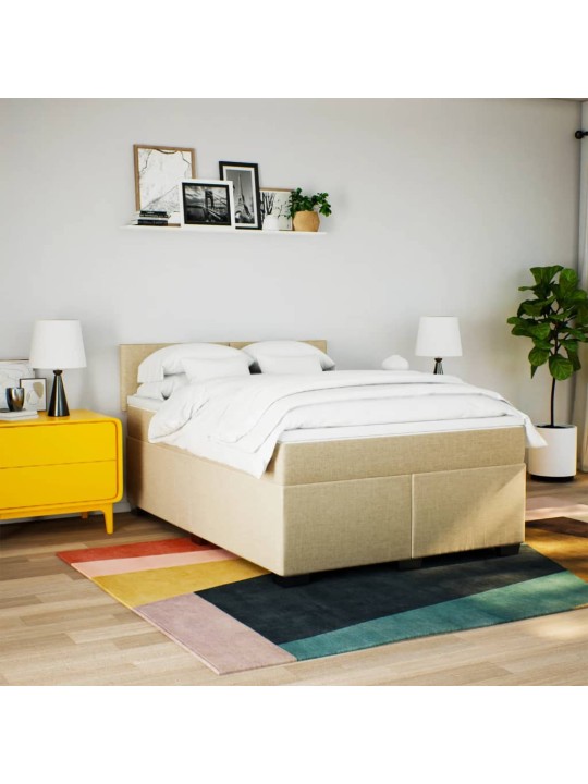 Box spring postel s matrací krémová 140x190 cm textil
